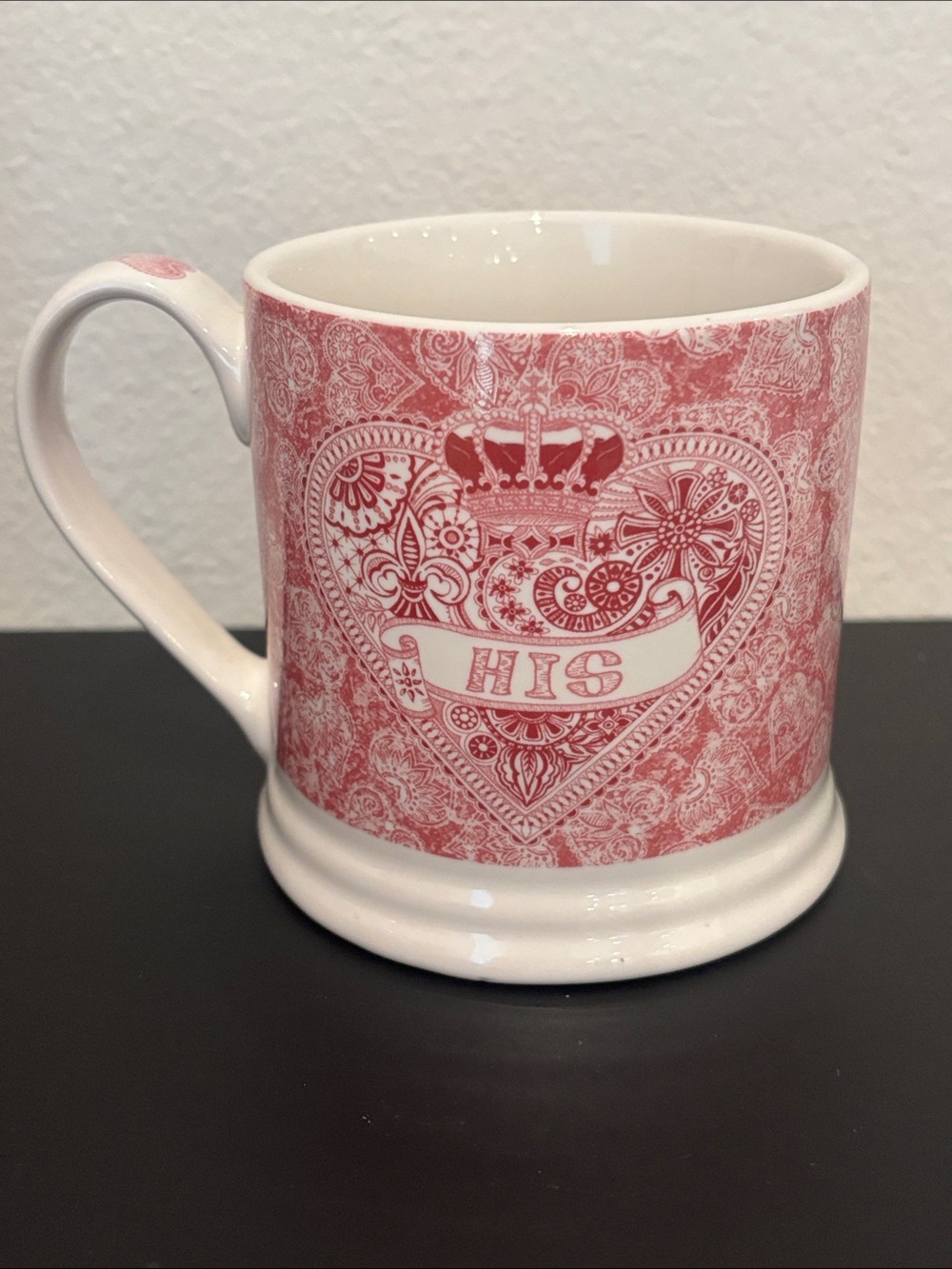 Queens by Churchill "Made With Love" Pink Lace 'HIS' Coffee Mug
